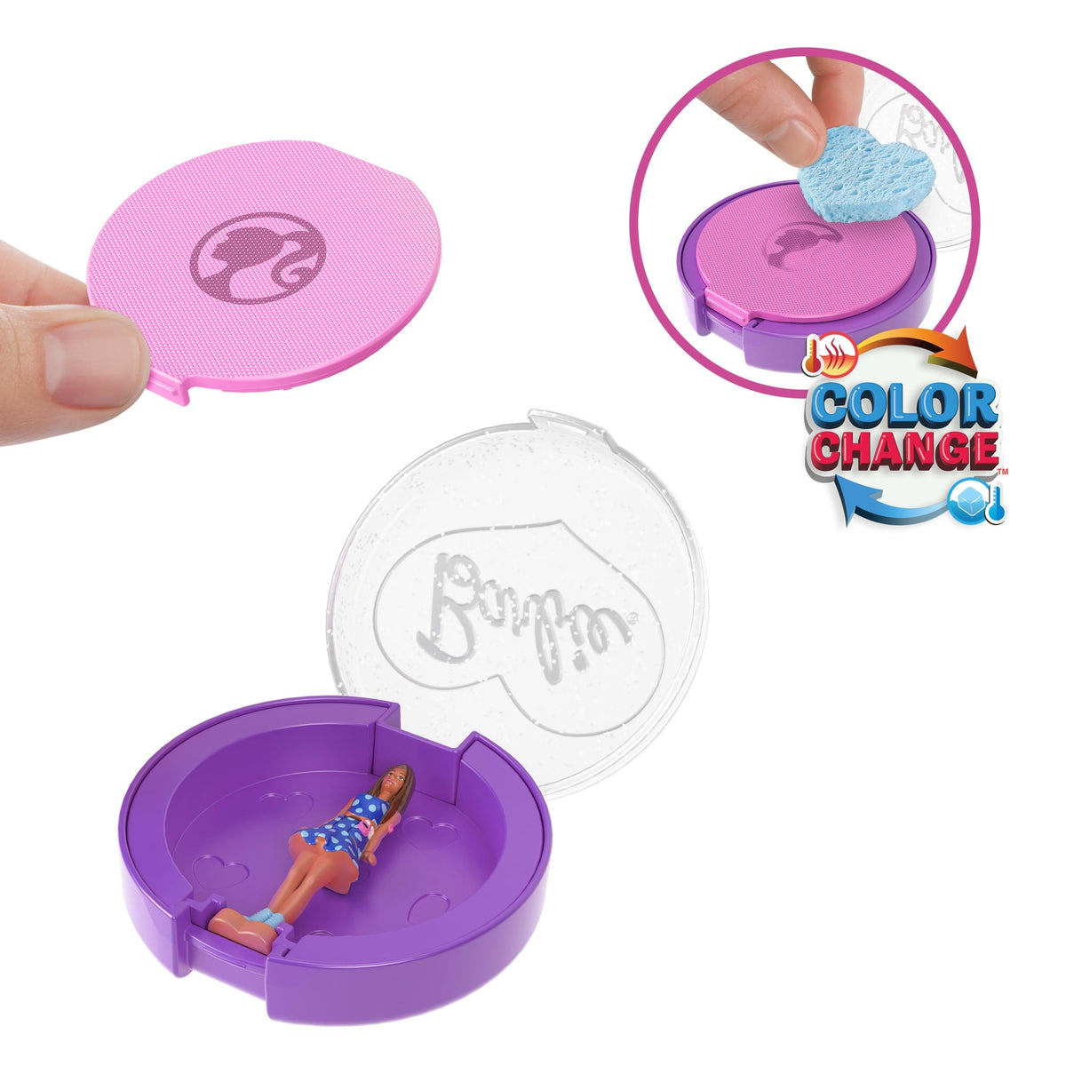 Barbie Mini Barbie Land Fashionistas Dolls, 1.5-Inch Dolls in Perfume Compact, Surprise Reveal
