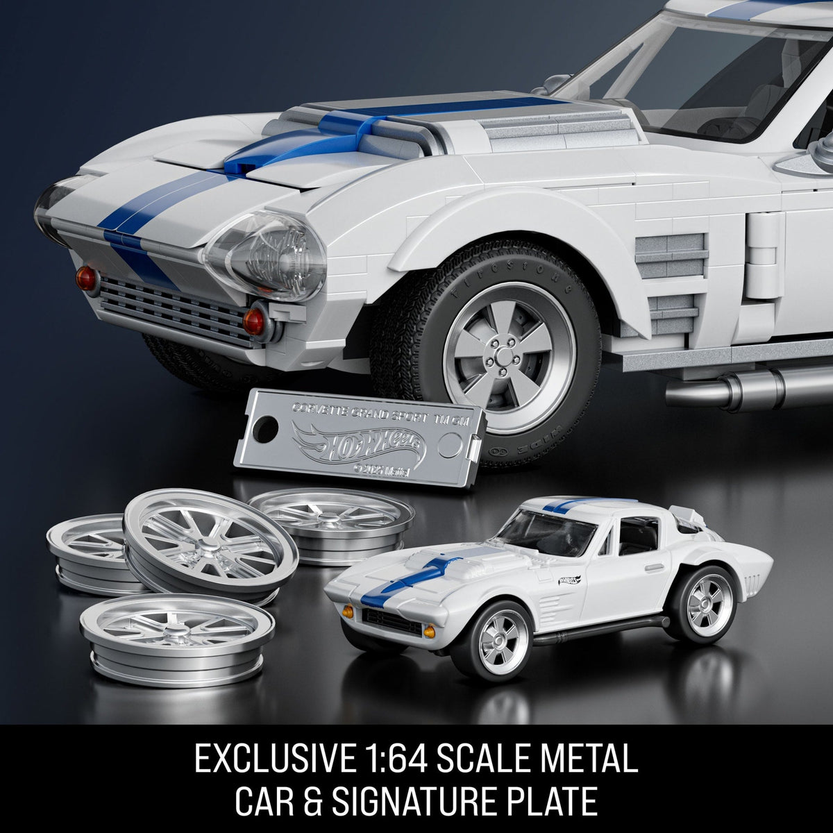 Mattel Brick Shop Hot Wheels Corvette Grand Sport Building Toy Kit (918 Pieces), for Collectors