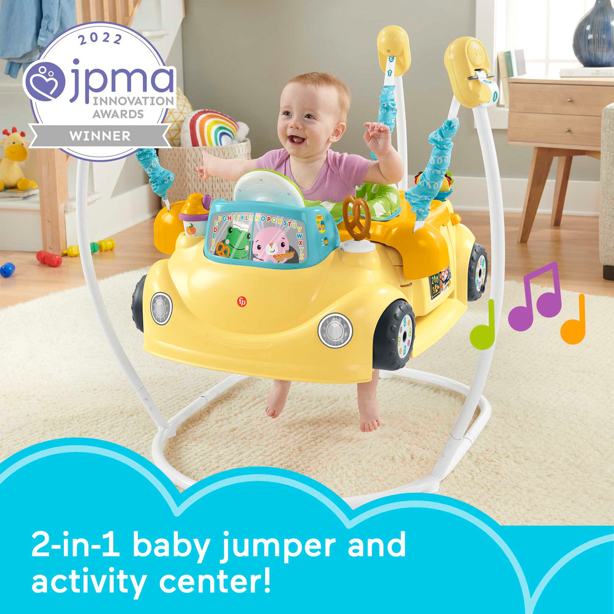 Fisher-Price 2-in-1 Servin’ Up Fun Jumperoo Baby Activity Center With Music Lights & Smart Stages