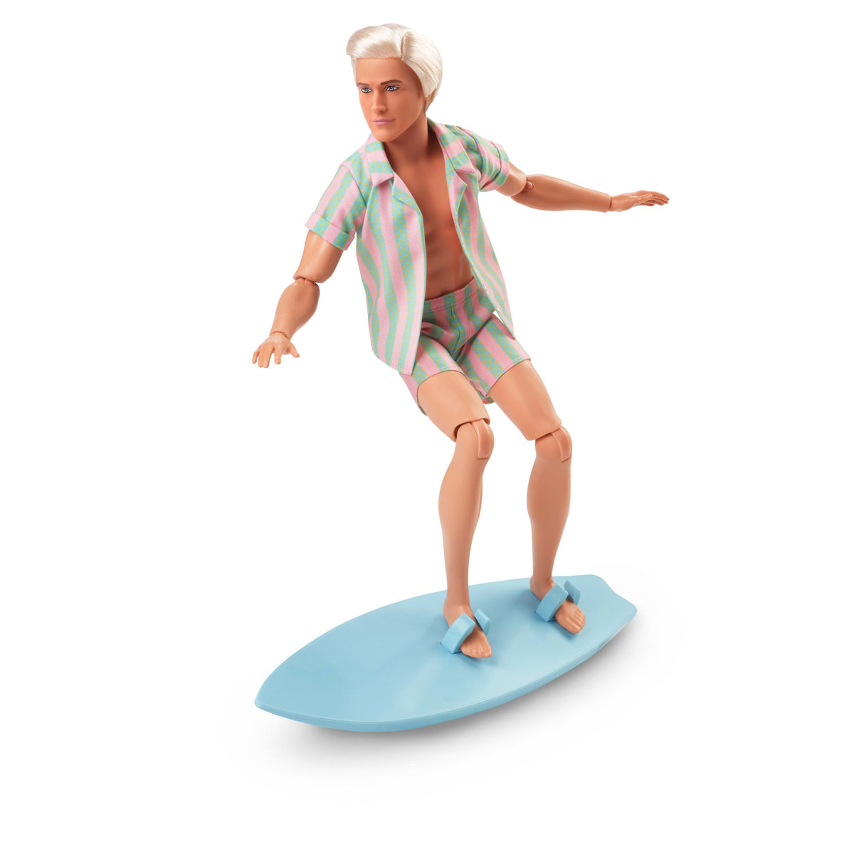 Barbie The Movie Ken Doll Wearing Pastel Striped Beach Matching Set