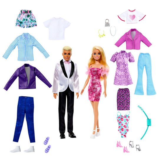 Barbie Doll And Ken Doll Fashion Set With Clothes And Accessories