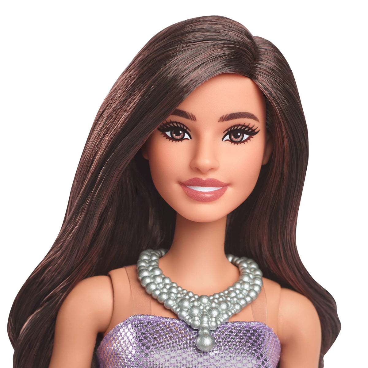 Barbie Fashionista Boneca Vestido Roxo e Colar